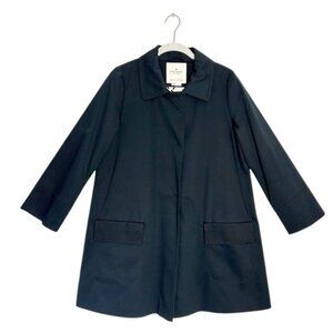 Kate Spade Classic Style A-Line Snap Front Coat in Black - Sz M